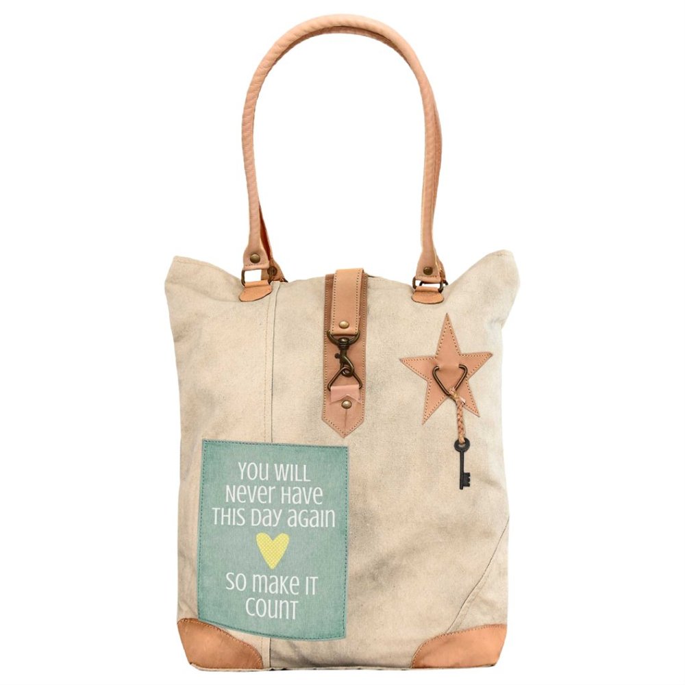 Handmade Eco-friendly Recycled Canvas Vintage Inspired Tote Bag
